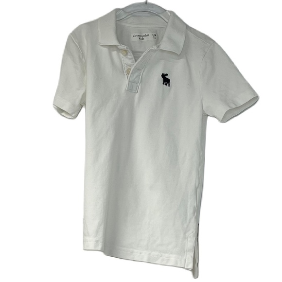 Abercrombie Kids boys white short sleeve polo preppy shirt sz 5/6 spring summer - Picture 2 of 7